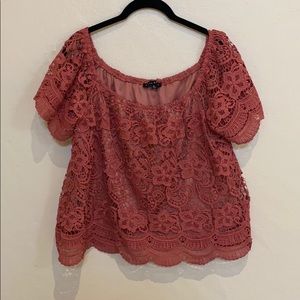 Pink lace crop top